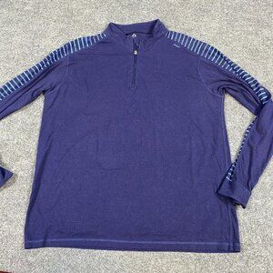 Tasc Shirt XL Blue Solid 1/4 Zip Pullover Long Sleeves Organic Cotton Bamboo